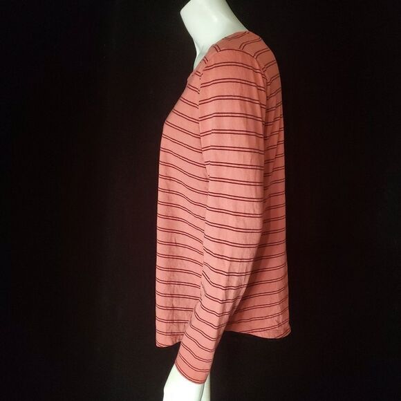 Old Navy Everywear Pink & Red Striped Long Sleeve Tee (M) - Picture 4 of 6